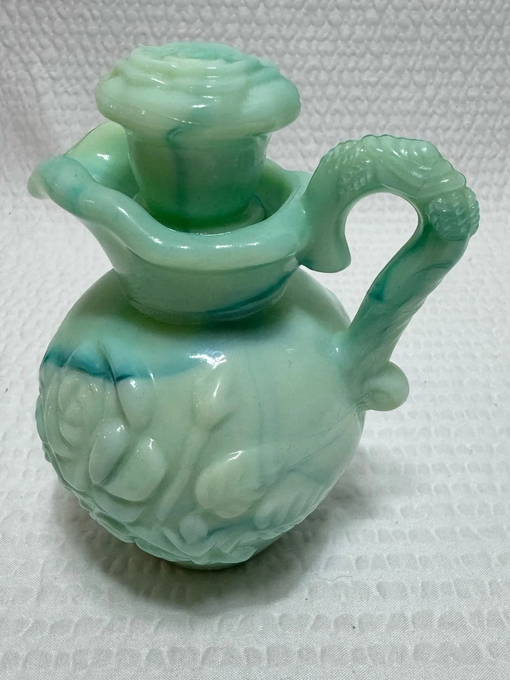 Vintage Mint Green Decorative Ceramic Pitcher Vase - oil